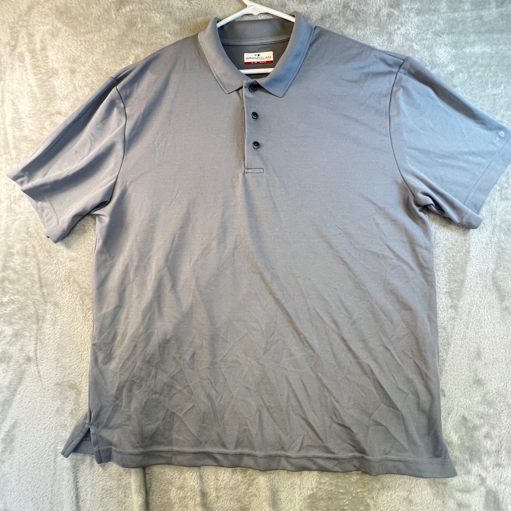 Grand Slam Performance‎ Mens XL Gray Golf Polo Shirt Recycled Poly Golfcore